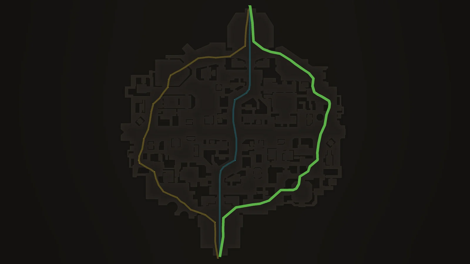 Official minimap with the Greenwich lane highlighted in green