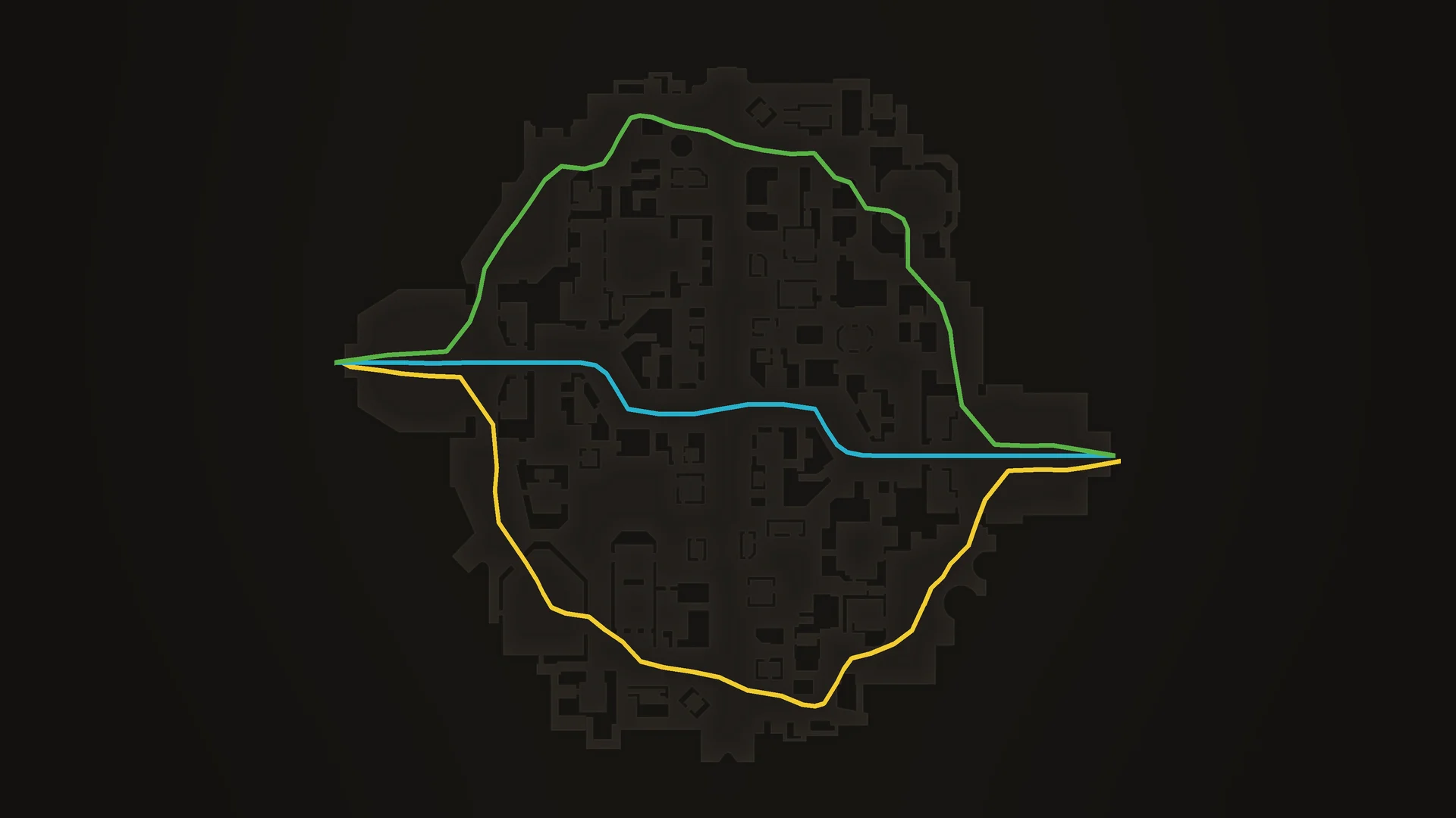 Official Deadlock minimap with its three zipline lanes